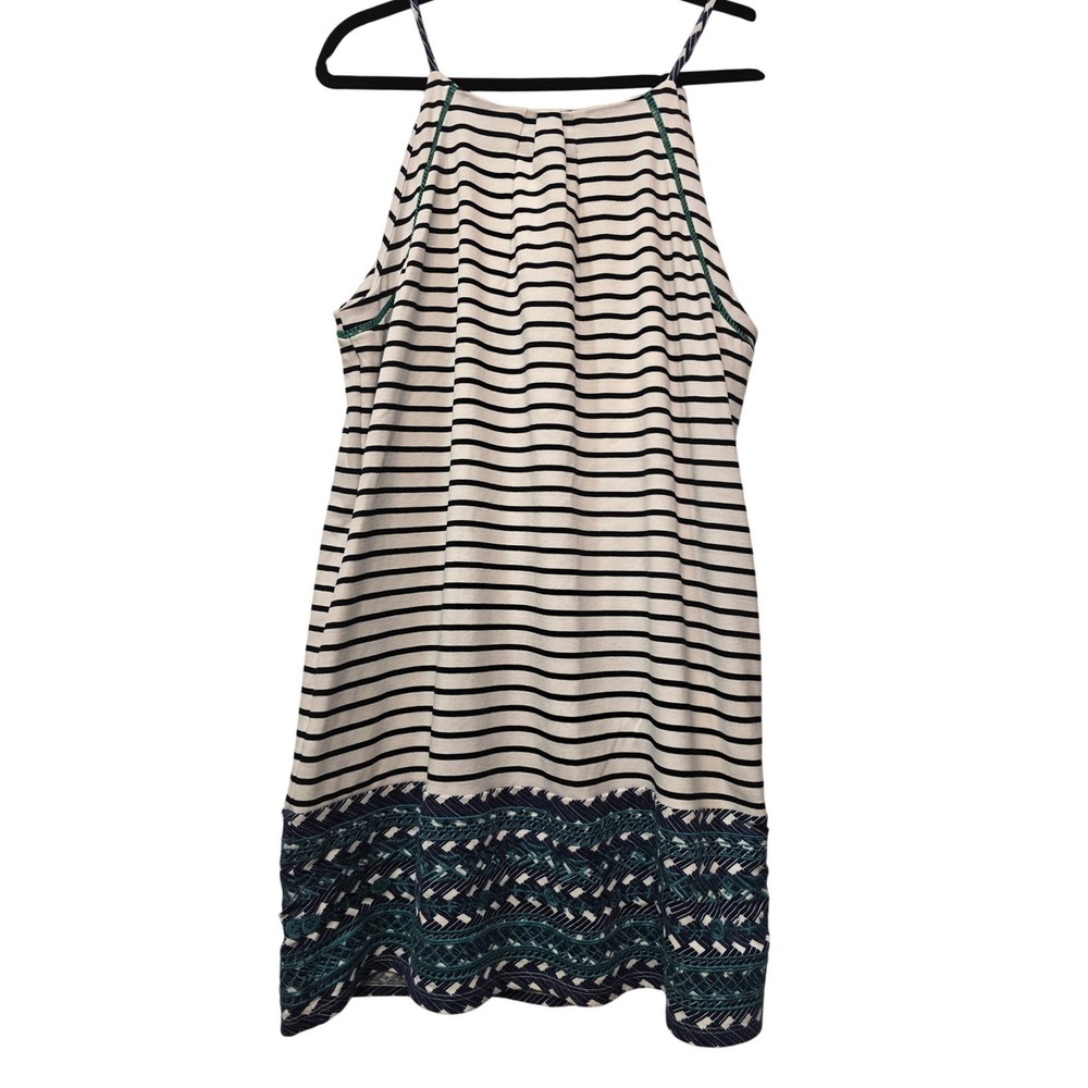 THML XL Striped Embroidered Knit Dress NWT Sleeveless Boho Coastal Resort Boho